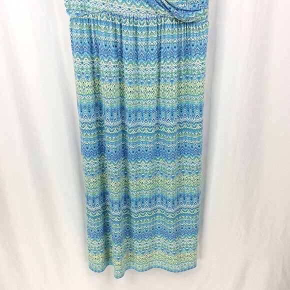 J JIll Maxi Dress Womens Large Blue Green Aegean Sleeveless Tank Surplice V-Neck - Picture 4 of 8